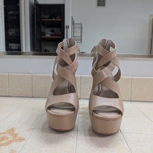 BCBGMaxAzria Zoey Beige Platform Sandals